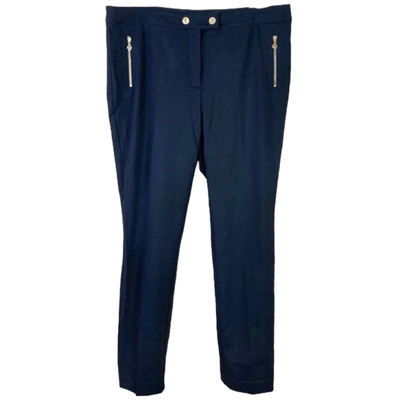 Anne Klein Pants - Anne Klein Dark Blue Trousers with Metallic Details